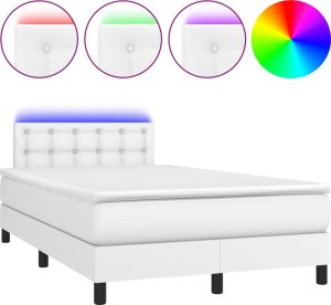 vidaXL Łóżko kontynentalne z materacem i LED, białe, 120x190 cm 2