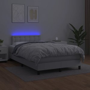 vidaXL Łóżko kontynentalne z materacem i LED, białe, 120x190 cm 4