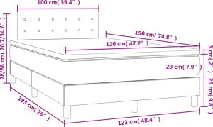 vidaXL Łóżko kontynentalne z materacem i LED, białe, 120x190 cm 10