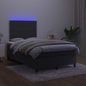 vidaXL Łóżko kontynentalne z materacem i LED, czarne, 120x190 cm 4