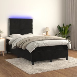 vidaXL Łóżko kontynentalne z materacem i LED, czarne, 120x190 cm 5