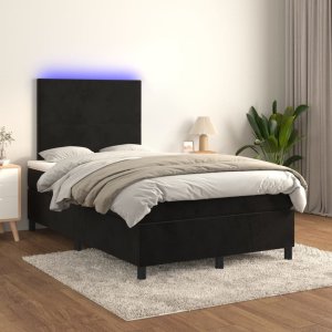 vidaXL Łóżko kontynentalne z materacem i LED, czarne, 120x190 cm 5