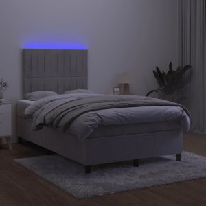 vidaXL Łóżko kontynentalne z materacem i LED, jasnoszare, 120x190 cm 3