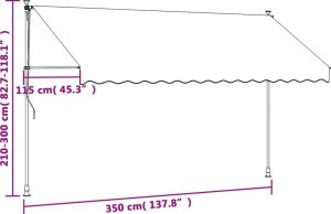 vidaXL Markiza zwijana, antracytowa, 350x150 cm, tkanina i stal 11