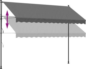vidaXL Markiza zwijana, antracytowa, 350x150 cm, tkanina i stal 7