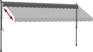 vidaXL Markiza zwijana, antracytowa, 400x150 cm, tkanina i stal 6