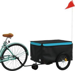 vidaXL Przyczepka rowerowa, czarno-niebieska, 30 kg, żelazo 3