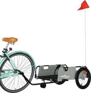 vidaXL Przyczepka rowerowa, szara, tkanina Oxford i żelazo 3