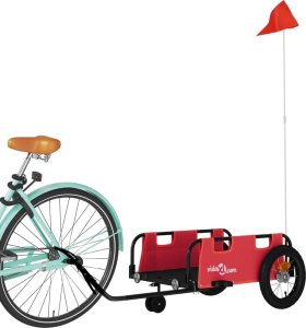 vidaXL Przyczepka rowerowa, czerwona, tkanina Oxford i żelazo 3