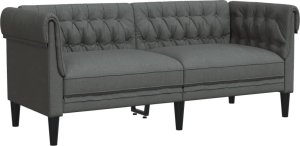 vidaXL Sofa Chesterfield, dwuosobowa, ciemnoszara, obita tkaniną 2