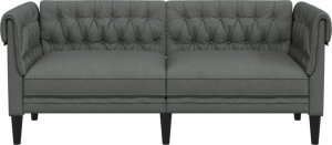 vidaXL Sofa Chesterfield, dwuosobowa, ciemnoszara, obita tkaniną 4