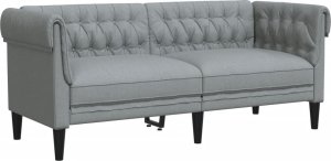 vidaXL Sofa Chesterfield, dwuosobowa, jasnoszara, obita tkaniną 2