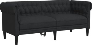 vidaXL Sofa Chesterfield, dwuosobowa, czarna, obita tkaniną 2