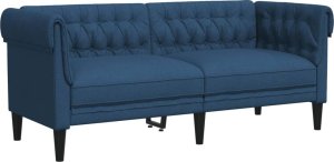 vidaXL Sofa Chesterfield, dwuosobowa, niebieska, obita tkaniną 2