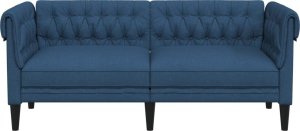 vidaXL Sofa Chesterfield, dwuosobowa, niebieska, obita tkaniną 4