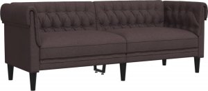 vidaXL Sofa Chesterfield, trzyosobowa, ciemnobrązowa, obita tkaniną 2