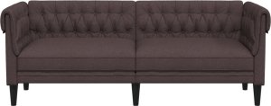 vidaXL Sofa Chesterfield, trzyosobowa, ciemnobrązowa, obita tkaniną 4