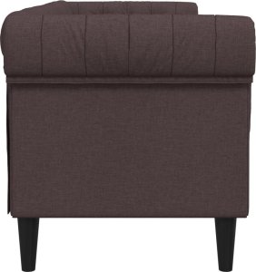 vidaXL Sofa Chesterfield, trzyosobowa, ciemnobrązowa, obita tkaniną 5