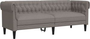 vidaXL Sofa Chesterfield, trzyosobowa, kolor taupe, obita tkaniną 2