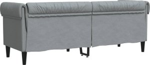 vidaXL Sofa Chesterfield, trzyosobowa, jasnoszara, obita tkaniną 6