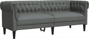 vidaXL Sofa Chesterfield, trzyosobowa, ciemnoszara, obita tkaniną 2