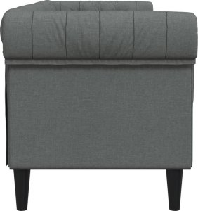 vidaXL Sofa Chesterfield, trzyosobowa, ciemnoszara, obita tkaniną 5