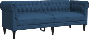 vidaXL Sofa Chesterfield, trzyosobowa, niebieska, obita tkaniną 2