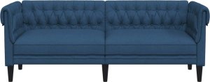 vidaXL Sofa Chesterfield, trzyosobowa, niebieska, obita tkaniną 4