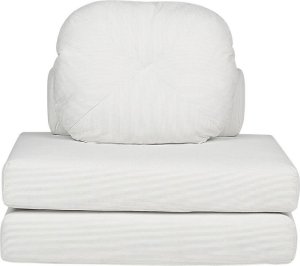 Beliani Sofa rozkładana jednoosobowa sztruksowa biała OLDEN 4