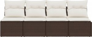 vidaXL Sofa ogrodowa z poduszkami, 4-osobowa, brązowa, polirattan 4