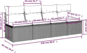 vidaXL Sofa ogrodowa z poduszkami, 4-osobowa, brązowa, polirattan 9