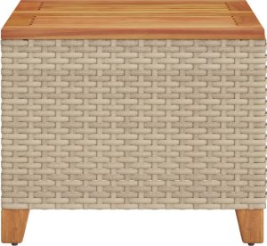 vidaXL Stolik ogrodowy, beżowy, 45x45x37 cm, polirattan i akacja 5