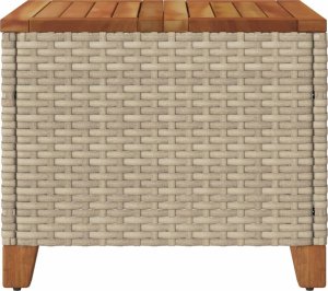 vidaXL Stolik ogrodowy, beżowy, 45x45x37 cm, polirattan i akacja 6