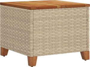 vidaXL Stolik ogrodowy, beżowy, 45x45x37 cm, polirattan i akacja 7