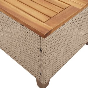 vidaXL Stolik ogrodowy, beżowy, 45x45x37 cm, polirattan i akacja 8