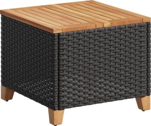 vidaXL Stolik ogrodowy, czarny, 45x45x37 cm, polirattan i akacja 2