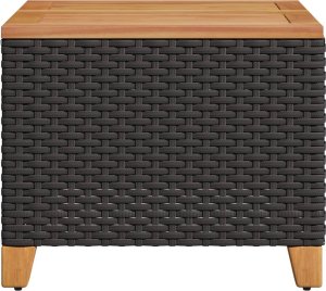 vidaXL Stolik ogrodowy, czarny, 45x45x37 cm, polirattan i akacja 5
