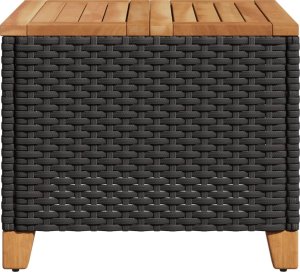 vidaXL Stolik ogrodowy, czarny, 45x45x37 cm, polirattan i akacja 6