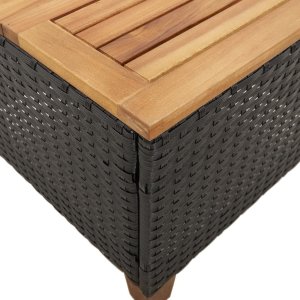 vidaXL Stolik ogrodowy, czarny, 45x45x37 cm, polirattan i akacja 8