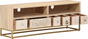 vidaXL Szafka pod TV, 110x30x40 cm, lite drewno mango i żelazo 2