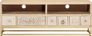 vidaXL Szafka pod TV, 110x30x40 cm, lite drewno mango i żelazo 3