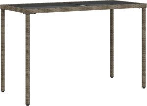 vidaXL Stół ogrodowy ze szklanym blatem, szary, 115x54x74cm, rattan PE 2
