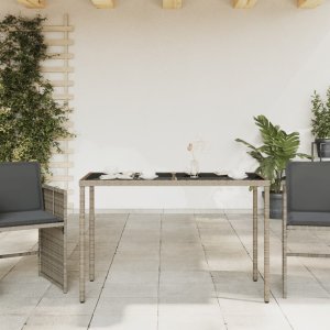 vidaXL Stół ogrodowy ze szklanym blatem, szary, 115x54x74cm, rattan PE 3