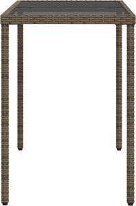 vidaXL Stół ogrodowy ze szklanym blatem, szary, 115x54x74cm, rattan PE 5