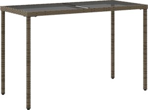 vidaXL Stół ogrodowy ze szklanym blatem, szary, 115x54x74cm, rattan PE 6
