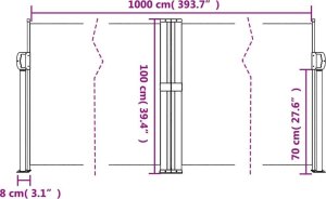 vidaXL Zwijana markiza boczna, kremowa, 100 x 1000 cm 10