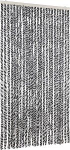 vidaXL Zasłona przeciwko owadom, szaro-czarno-biała, 100x220, szenil 2