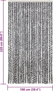 vidaXL Zasłona przeciwko owadom, szaro-czarno-biała, 100x220, szenil 7