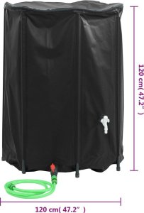 vidaXL Zbiornik na wodę, z kranikiem, składany, 1350 L, PVC 9