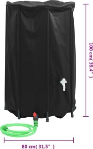 vidaXL Zbiornik na wodę deszczową, z kranikiem, składany, 500 L, PVC 9